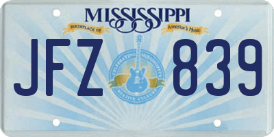 MS license plate JFZ839