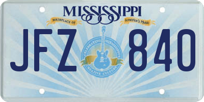 MS license plate JFZ840