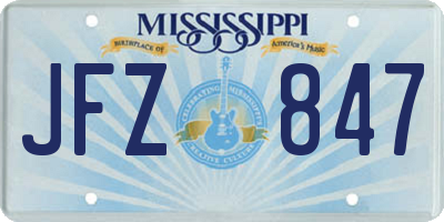 MS license plate JFZ847
