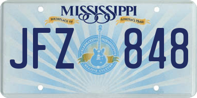 MS license plate JFZ848