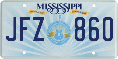 MS license plate JFZ860