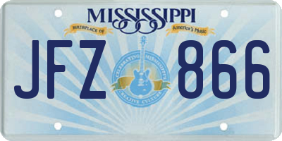 MS license plate JFZ866