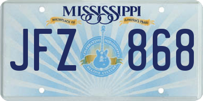 MS license plate JFZ868