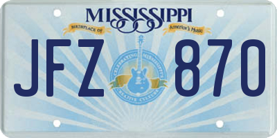 MS license plate JFZ870