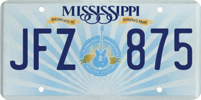 MS license plate JFZ875