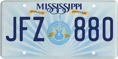 MS license plate JFZ880