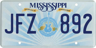 MS license plate JFZ892