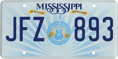 MS license plate JFZ893