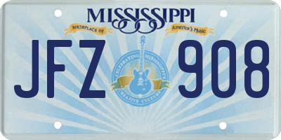 MS license plate JFZ908
