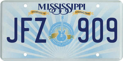 MS license plate JFZ909