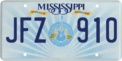 MS license plate JFZ910