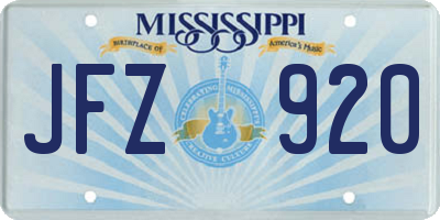 MS license plate JFZ920