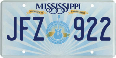MS license plate JFZ922