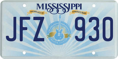 MS license plate JFZ930