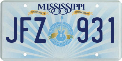 MS license plate JFZ931