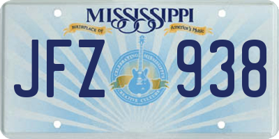 MS license plate JFZ938