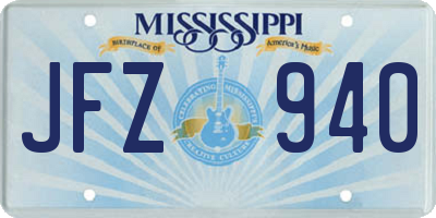 MS license plate JFZ940