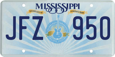 MS license plate JFZ950