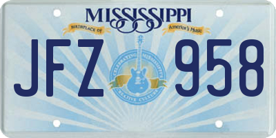 MS license plate JFZ958