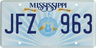 MS license plate JFZ963