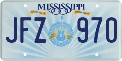 MS license plate JFZ970