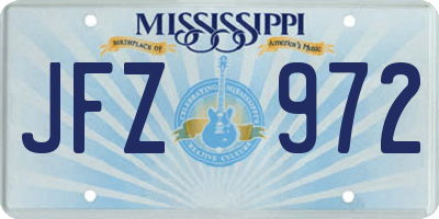 MS license plate JFZ972
