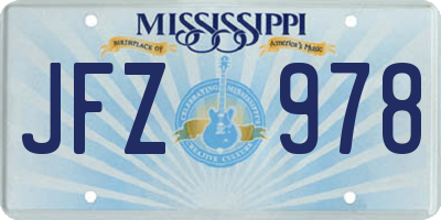 MS license plate JFZ978