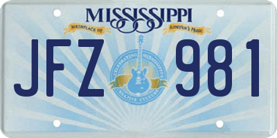 MS license plate JFZ981