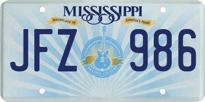 MS license plate JFZ986