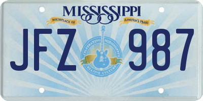 MS license plate JFZ987