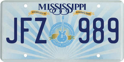 MS license plate JFZ989
