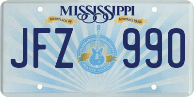 MS license plate JFZ990