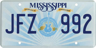 MS license plate JFZ992