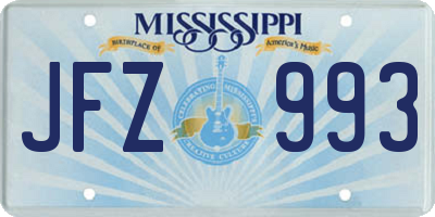 MS license plate JFZ993