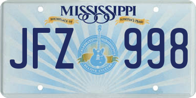 MS license plate JFZ998