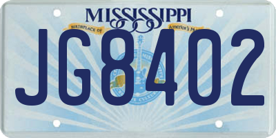 MS license plate JG8402