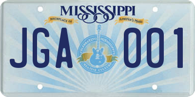 MS license plate JGA001