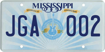 MS license plate JGA002