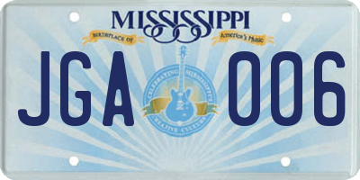 MS license plate JGA006