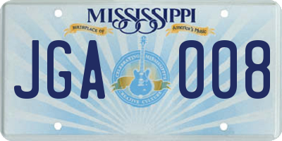 MS license plate JGA008