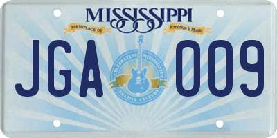 MS license plate JGA009