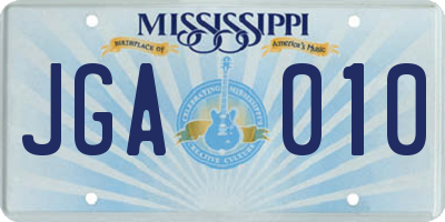 MS license plate JGA010