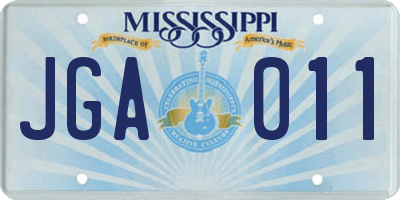 MS license plate JGA011