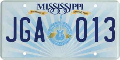 MS license plate JGA013