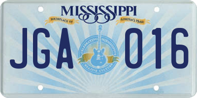 MS license plate JGA016