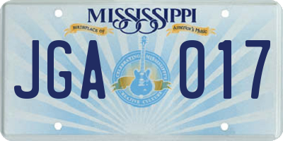 MS license plate JGA017