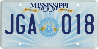 MS license plate JGA018