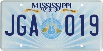 MS license plate JGA019