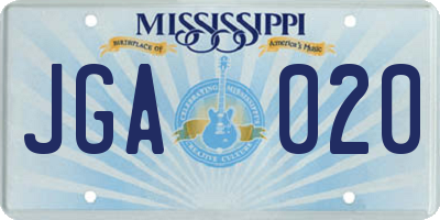 MS license plate JGA020