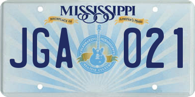 MS license plate JGA021